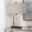 Uttermost Vanda Modern Steel Resin and Fabric Table Lamp in White/Gray/Nickel