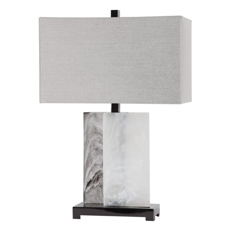 Uttermost Vanda Modern Steel Resin and Fabric Table Lamp in White/Gray/Nickel