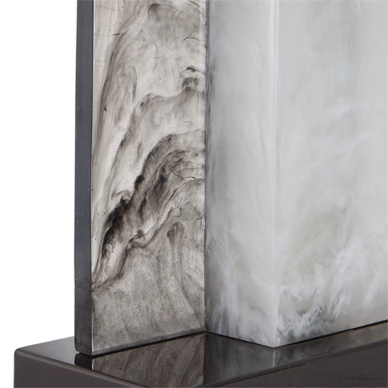 Uttermost Vanda Modern Steel Resin and Fabric Table Lamp in White/Gray/Nickel