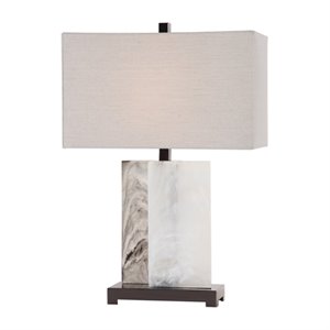 Uttermost Vanda Modern Steel Resin and Fabric Table Lamp in White/Gray/Nickel