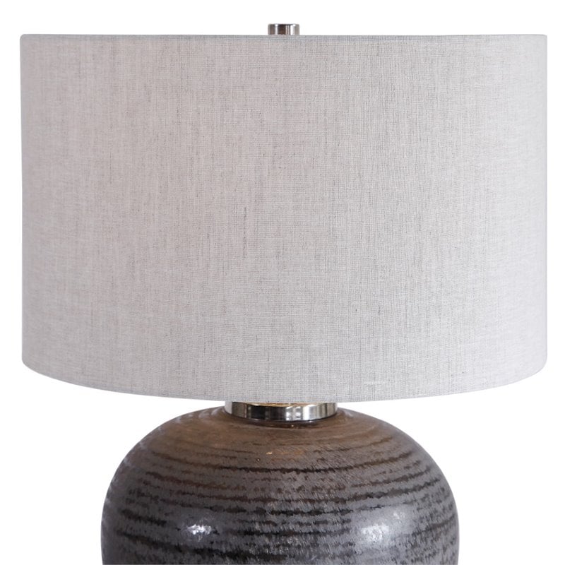 Uttermost Mikkel Farmhouse Ceramic Steel and Fabric Table Lamp in Charcoal
