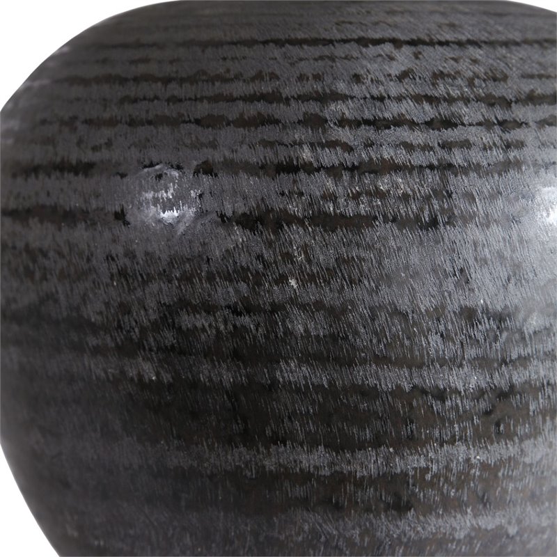 Uttermost Mikkel Farmhouse Ceramic Steel and Fabric Table Lamp in Charcoal