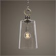 Uttermost Rosston 1-Light Steel and Glass Mini Pendant in Antique Brass/Brown