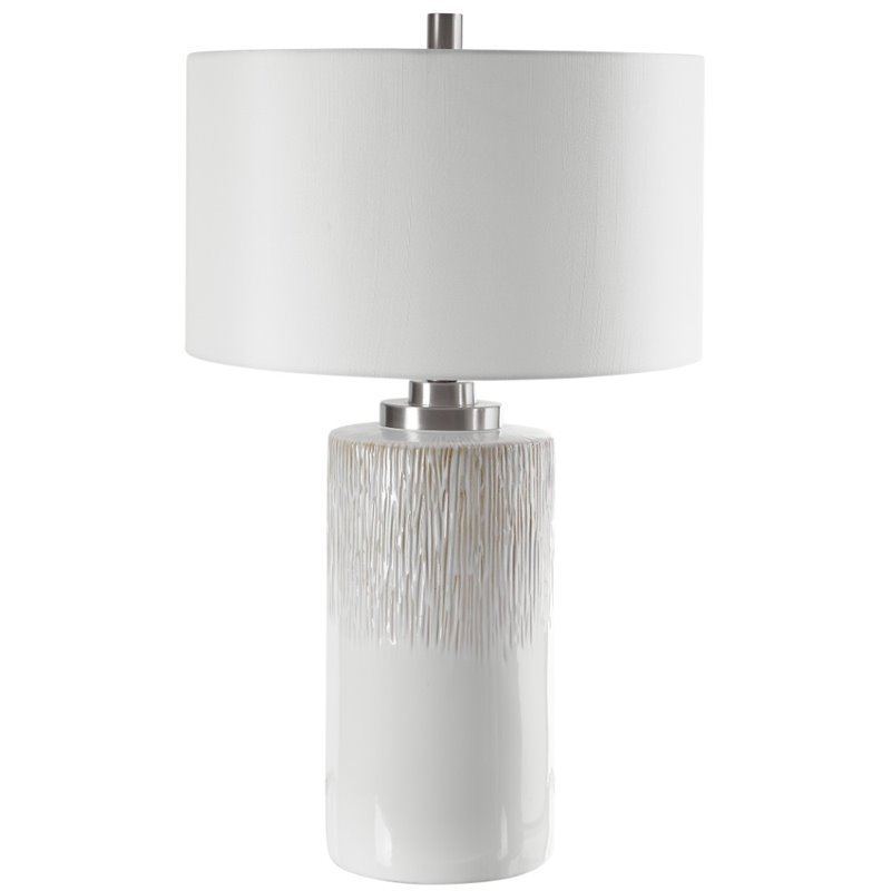 Uttermost Georgios Cylinder Table Lamp, White Cylindrical Table Lamp