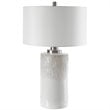 Uttermost Georgios Iron Ceramic and Linen Cylinder Table Lamp in Aged White