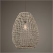 Uttermost Cross 1-Light Coastal Steel and Rattan Weave Pendant in Aged Bronze