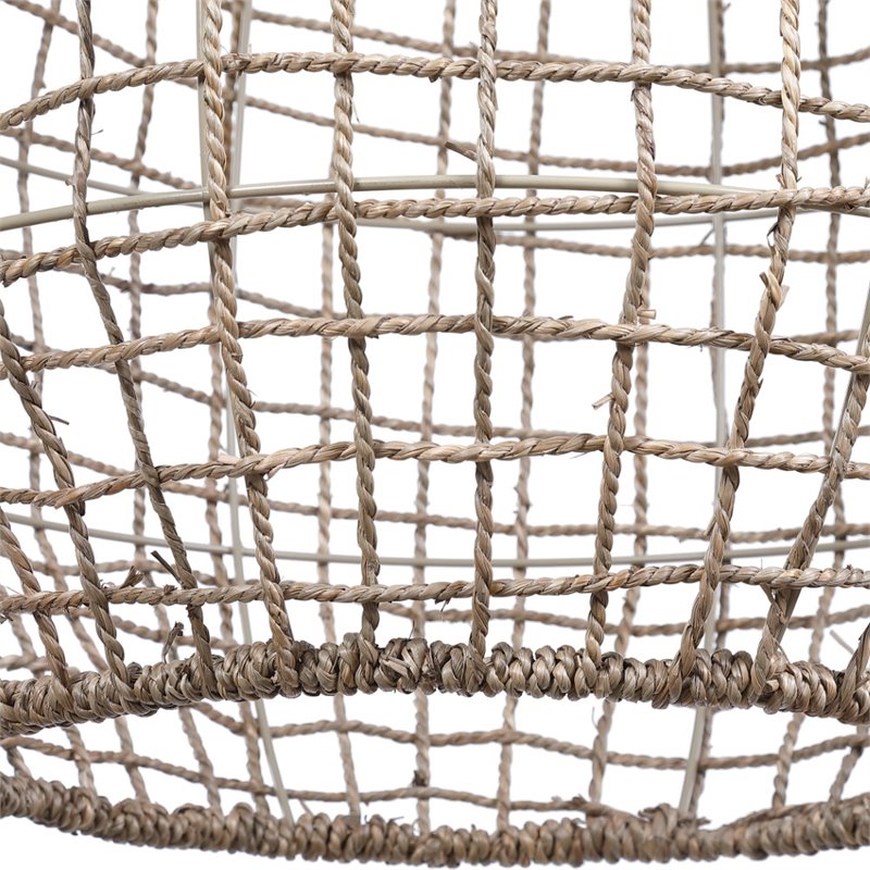 Uttermost Cross 1-Light Coastal Steel and Rattan Weave Pendant in Aged Bronze