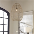 Uttermost Cross 1-Light Coastal Steel and Rattan Weave Pendant in Aged Bronze