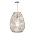 Uttermost Cross 1-Light Coastal Steel and Rattan Weave Pendant in Aged Bronze