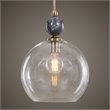 Uttermost Mendota 1-Light Glass Iron and Marble Pendant in Aged Brass