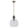 Uttermost Mendota 1-Light Glass Iron and Marble Pendant in Aged Brass