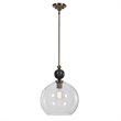 Uttermost Mendota 1-Light Glass Iron and Marble Pendant in Aged Brass