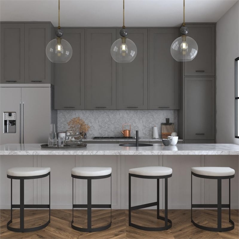 Uttermost Mendota 1-Light Glass Iron and Marble Pendant in Aged Brass