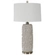 Uttermost Zade Ceramic Fabric and Iron Table Lamp in Warm Gray
