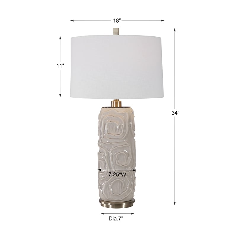 Uttermost Zade Ceramic Fabric and Iron Table Lamp in Warm Gray