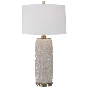 Uttermost Zade Ceramic Fabric and Iron Table Lamp in Warm Gray