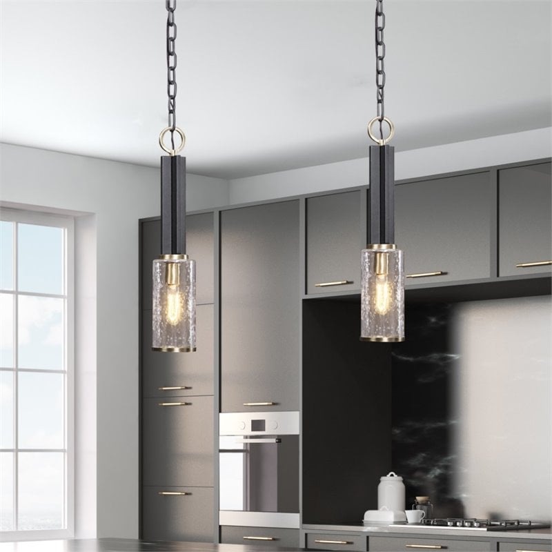Uttermost Jarsdel 1 Light Industrial Mini Pendant in Sanded Black