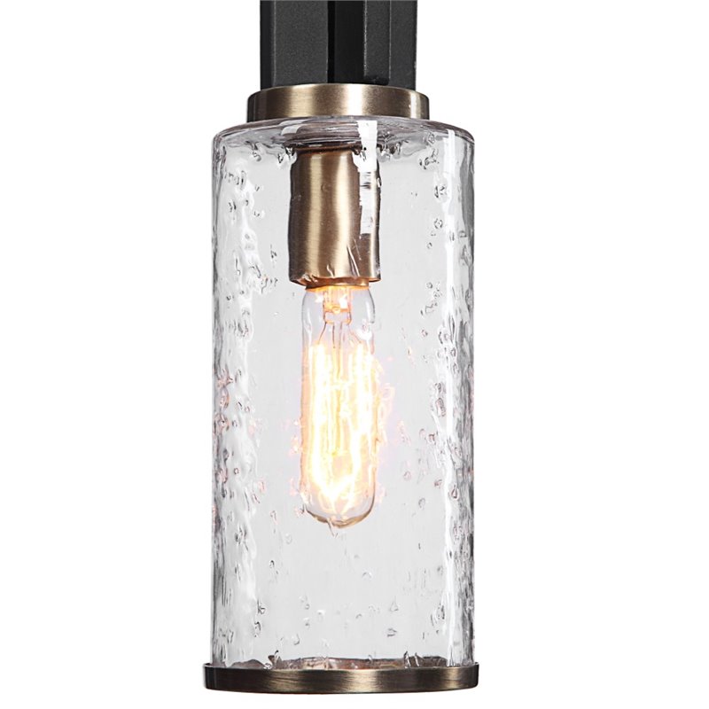 Uttermost Jarsdel 1 Light Industrial Mini Pendant in Sanded Black