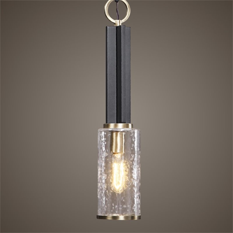 Uttermost Jarsdel 1 Light Industrial Mini Pendant in Sanded Black