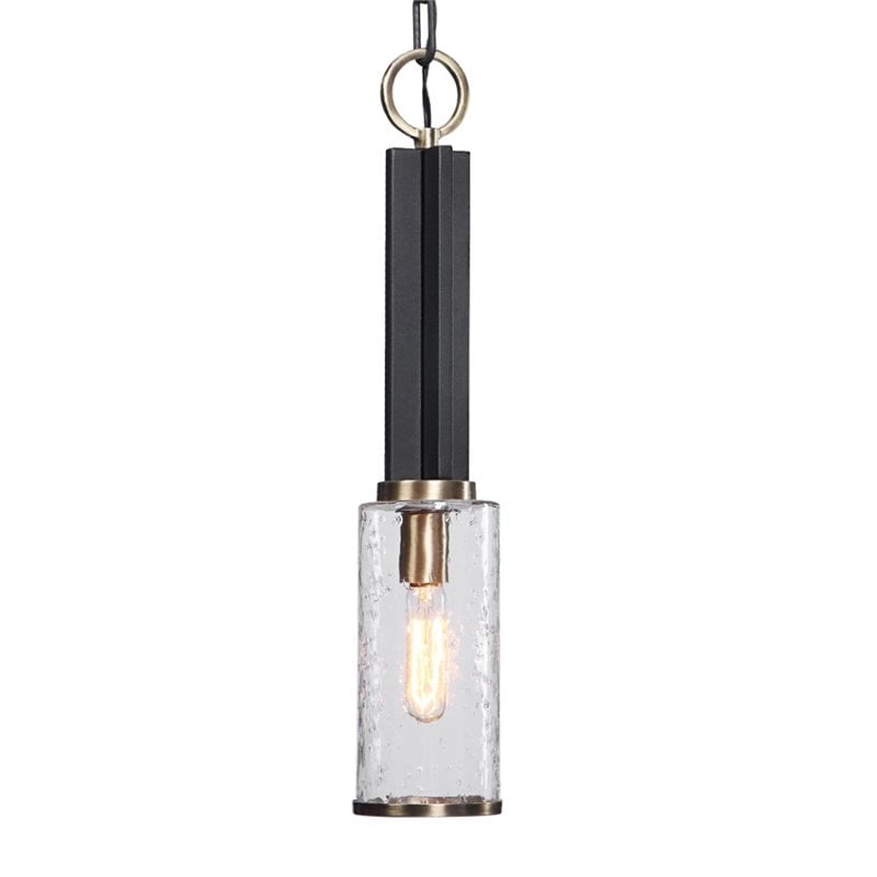 Uttermost Jarsdel 1 Light Industrial Mini Pendant in Sanded Black