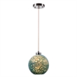 Uttermost Gemblue 1-Light Coastal Steel and Glass Mini Pendant in Blue/Nickel