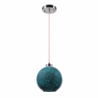 Uttermost Gemblue 1-Light Coastal Steel and Glass Mini Pendant in Blue/Nickel