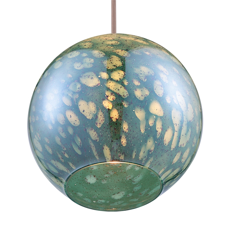 Uttermost Gemblue 1-Light Coastal Steel and Glass Mini Pendant in Blue/Nickel