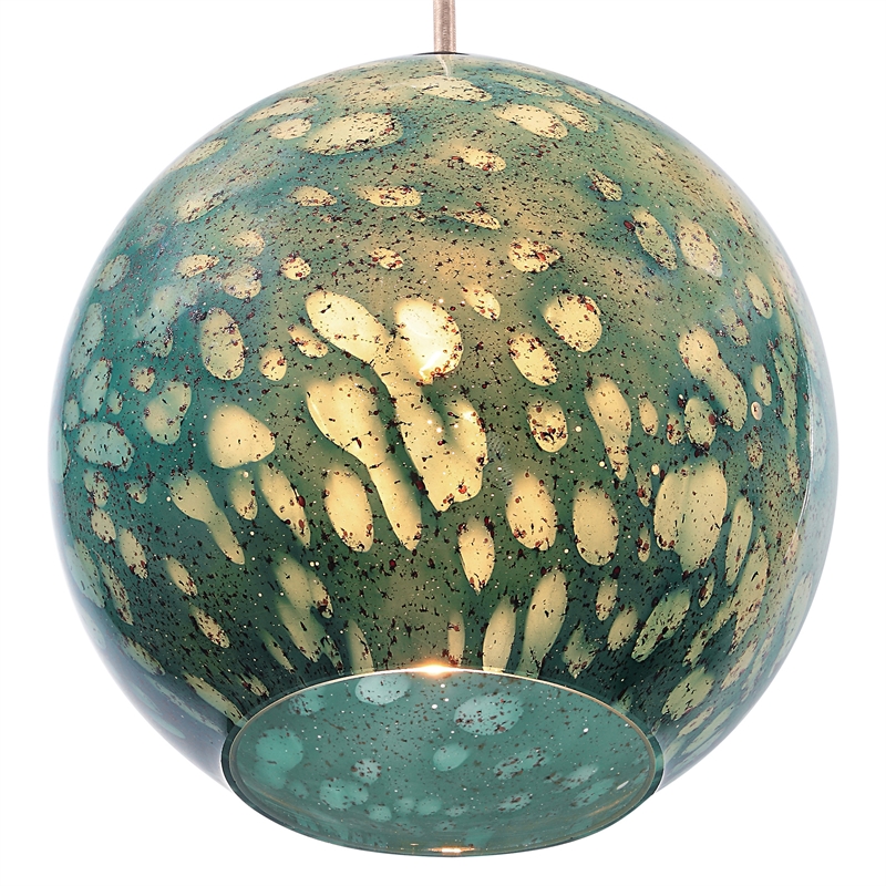 Uttermost Gemblue 1-Light Coastal Steel and Glass Mini Pendant in Blue/Nickel