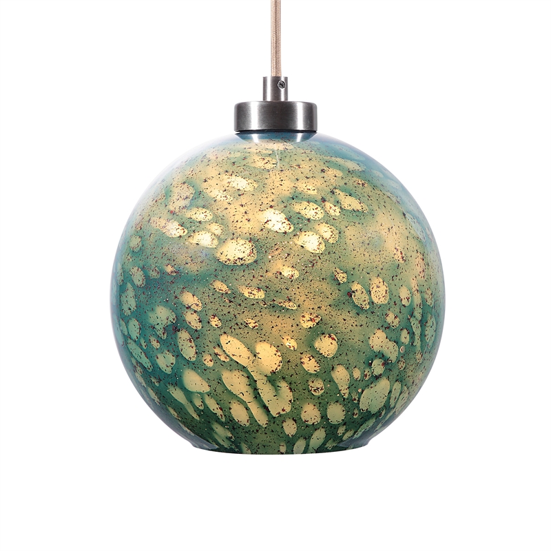 Uttermost Gemblue 1-Light Coastal Steel and Glass Mini Pendant in Blue/Nickel