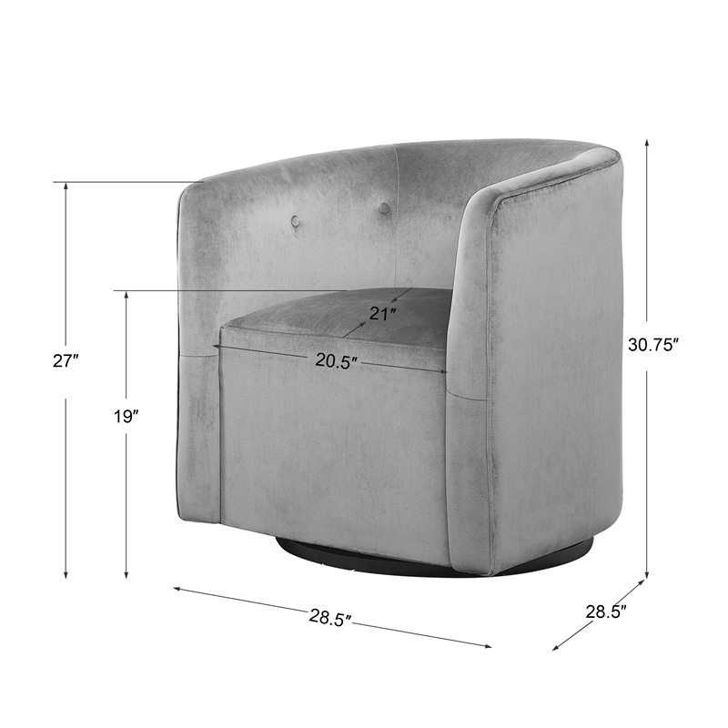 Uttermost Mallorie Contemporary Wood and Fabric Swivel Chair in Ink Blue