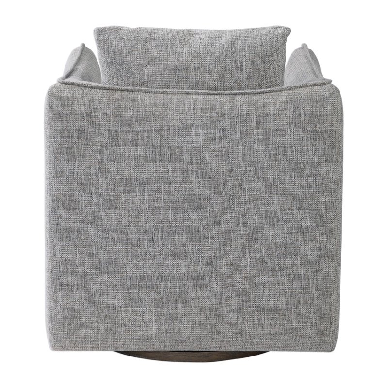 Uttermost Corben Contemporary Wood and Fabric Swivel Chair in Weathered Gray
