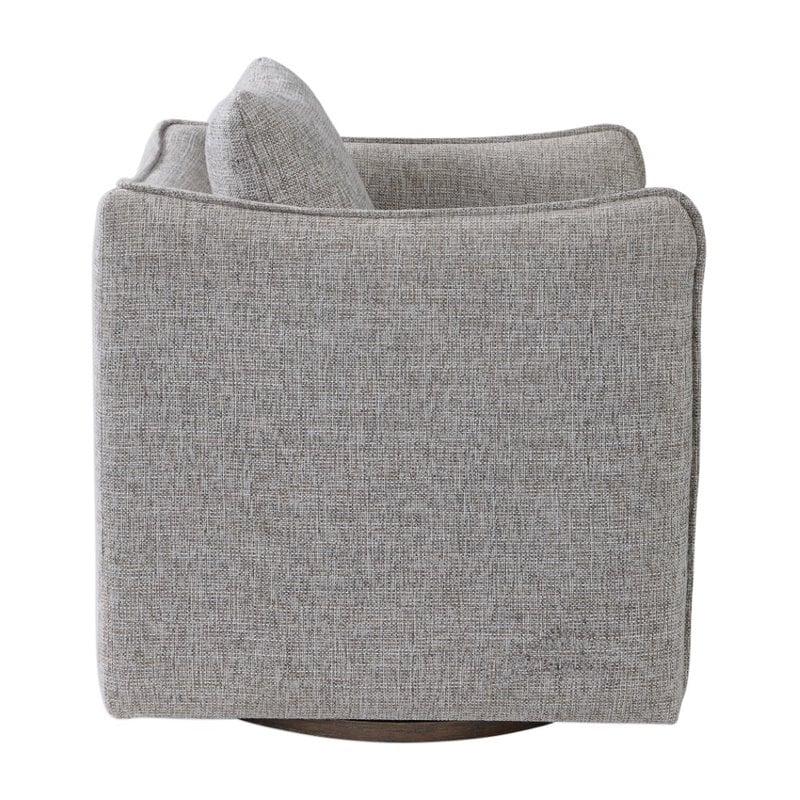 Uttermost Corben Contemporary Wood and Fabric Swivel Chair in Weathered Gray