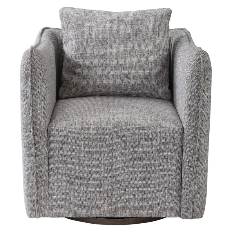Uttermost Corben Contemporary Wood and Fabric Swivel Chair in Weathered Gray