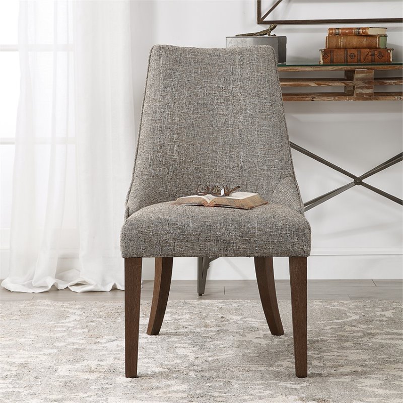 Uttermost Daxton Contemporary Wood and Fabric Armless Chair in Dark Walnut