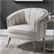 Uttermost Janie Mid-Century Fabric Wood and Iron Accent Chair in Tan/Nickel