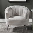 Uttermost Janie Mid-Century Fabric Wood and Iron Accent Chair in Tan/Nickel