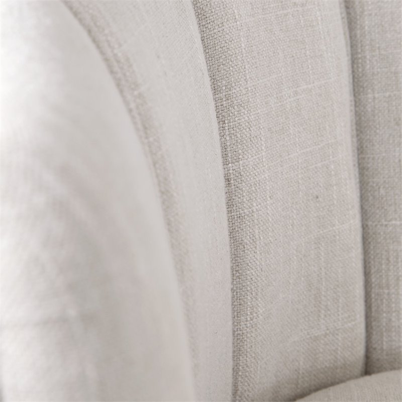 Uttermost Janie Mid-Century Fabric Wood and Iron Accent Chair in Tan/Nickel