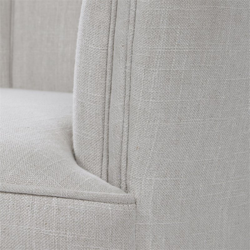 Uttermost Janie Mid-Century Fabric Wood and Iron Accent Chair in Tan/Nickel