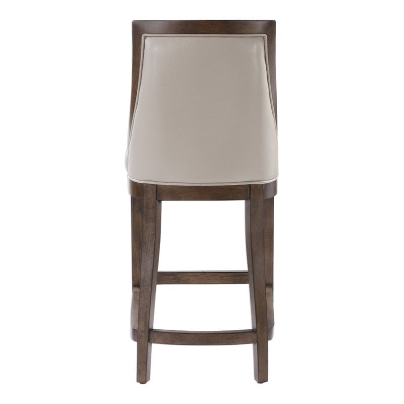 Uttermost Purcell Wood and Faux Leather Counter Stool in Cappuccino