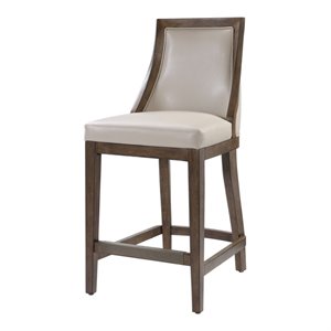 Uttermost Purcell Wood and Faux Leather Counter Stool in Cappuccino
