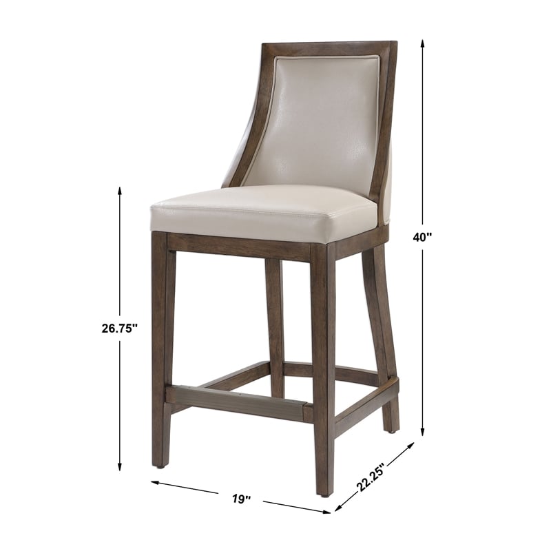 Uttermost Purcell Wood and Faux Leather Counter Stool in Cappuccino