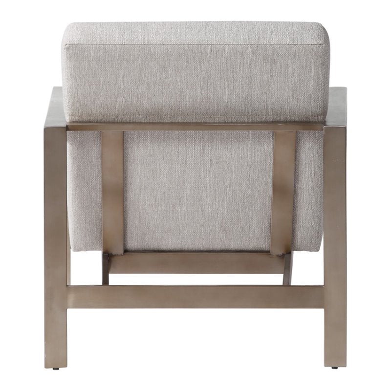 Uttermost Wills Wood Stainless Steel and Fabric Accent Chair in Antique Brass