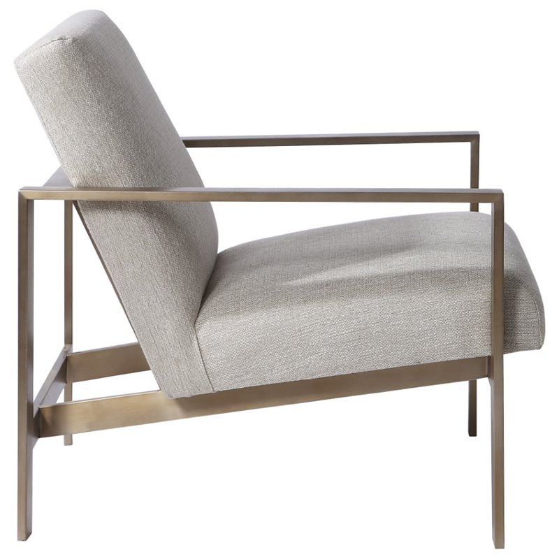 Uttermost Wills Wood Stainless Steel and Fabric Accent Chair in Antique Brass