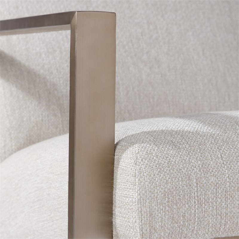 Uttermost Wills Wood Stainless Steel and Fabric Accent Chair in Antique Brass