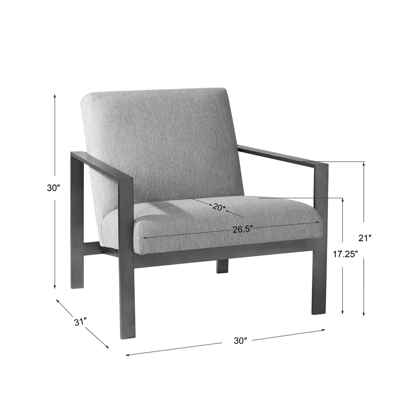 Uttermost Wills Wood Stainless Steel and Fabric Accent Chair in Antique Brass