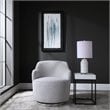 Uttermost Hobart Wood Stainless Steel and Fabric Swivel Chair in Polished Nickel