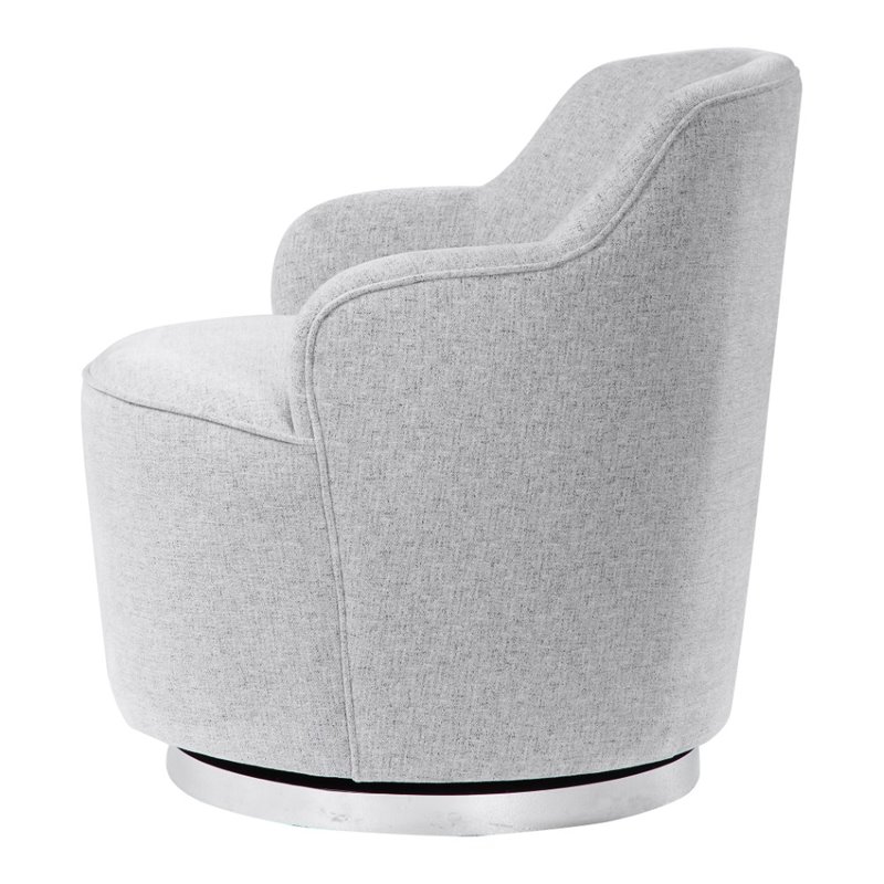 Uttermost Hobart Wood Stainless Steel and Fabric Swivel Chair in Polished Nickel