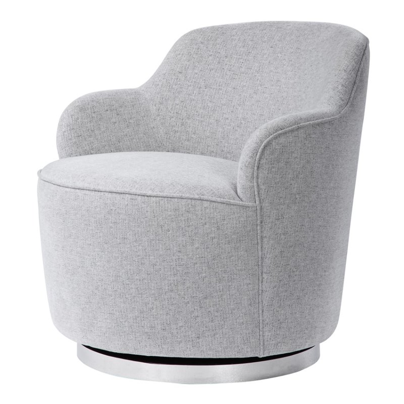 Uttermost Hobart Wood Stainless Steel and Fabric Swivel Chair in Polished Nickel