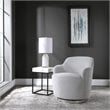 Uttermost Hobart Wood Stainless Steel and Fabric Swivel Chair in Polished Nickel