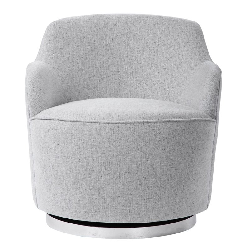 Uttermost Hobart Wood Stainless Steel and Fabric Swivel Chair in Polished Nickel